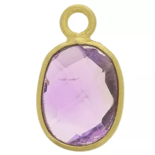 Charm ovalado facetado 11x7 mm piedra preciosa - Plata 925 Dorada - Amatista