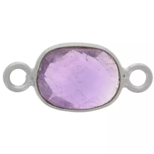 Entrepieza de piedra ovalada facetada 8x6 mm - Plata 925 - Amatista x1