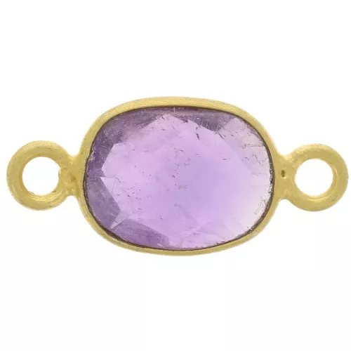 Gema ovalada facetada 8x6mm Plata 925 Oro fino dorado - Amatista