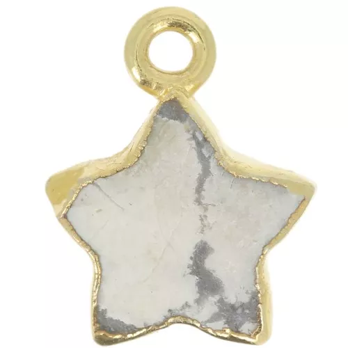 Colgante Estrella Facetada 14x11 mm - Plata de Ley 925 Dorada con Dorado Fino - Howlita x1