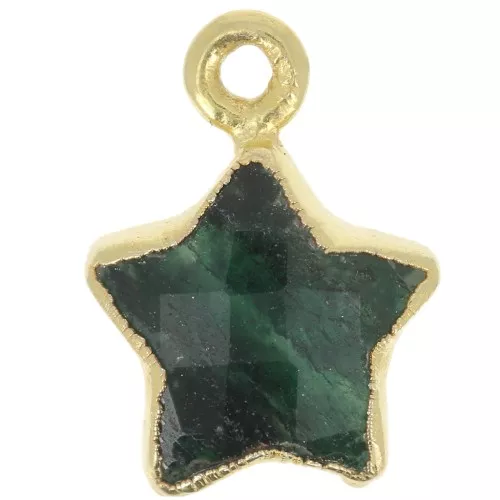 Charm Estrella Facetada 14x11 mm - Plata de Ley 925 Dorada con Dorado Fino - Aventurina x1