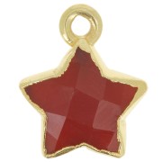 Charm Estrella Facetada 14x11 mm - Plata de Ley 925 Dorada con Dorado Fino - Ónix Rojo x1|raw }}