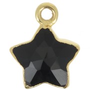 Charm Estrella Facetada 14x11 mm - Plata de Ley 925 Dorada con Dorado Fino - Onix Negro x1|raw }}