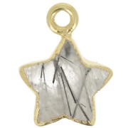 Charm Estrella Facetada 14x11 mm - Plata de Ley 925 Dorada - Cuarzo Rutilo x1|raw }}