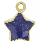 Charm de estrella facetada de 14x11 mm - Plata de ley 925 dorada con dorado fino - Lapislázuli x1