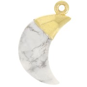 Dije de Luna Facetada 23x12 mm - Plata de Ley 925 Dorada - Howlita x1