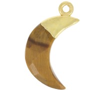 Dije de Luna Facetada 22x12 mm - Plata de Ley 925 Dorada - Ojo de Tigre x1|raw }}