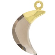 Dije de Luna Facetada 22x12 mm - Plata de Ley 925 Dorada - Cuarzo Ahumado x1|raw }}