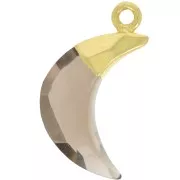 Dije de Luna Facetada 22x12 mm - Plata de Ley 925 Dorada - Cuarzo Ahumado x1