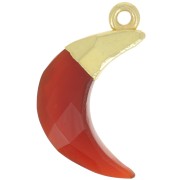 Charm de luna facetada 22x12 mm - Plata de ley 925 dorada - Ónix rojo x1|raw }}