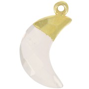 Charm de Luna Facetada 22x12 mm - Plata de Ley 925 Dorada - Cuarzo Rosa x1|raw }}