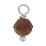 Colgantes redondos facetados de 3 mm de jaspe rojo en un clavo con cabeza de bola de plata de ley 925 x6|raw }}