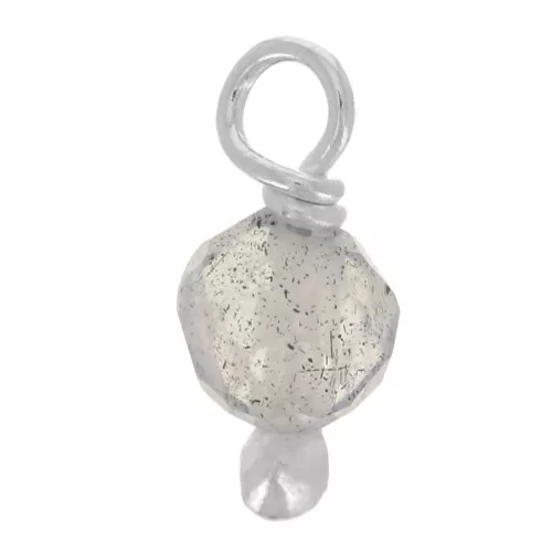 Colgantes redondos facetados de Labradorita de 3 mm en cabeza de bola de plata 925 x6