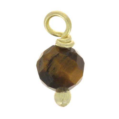 Colgantes redondos facetados de 3 mm de ojo de tigre en plata de ley 925 con clavo de dorado finx6