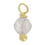 Colgantes redondos facetados de 3 mm de labradorita en plata de ley 925 con tachuelas de dorado x6