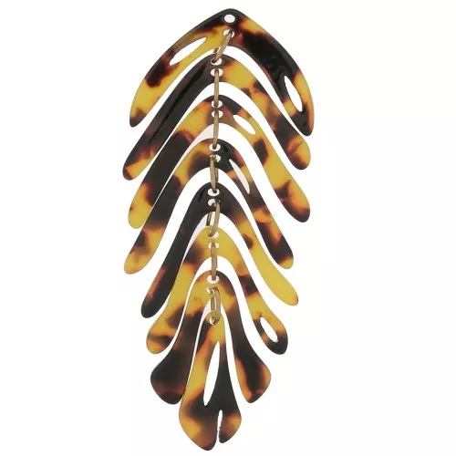 Colgante Hoja 71x28 mm - Concha de tortuga - Marrón - Negro x1