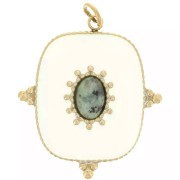 Colgante Rectángulo 24x21mm - Acero inoxidable 316L bañado en oro - Turquesa africana|raw }}