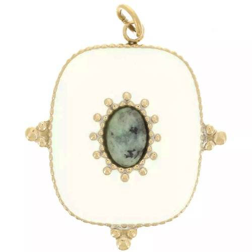 Colgante Rectángulo 24x21mm - Acero inoxidable 316L bañado en oro - Turquesa africana