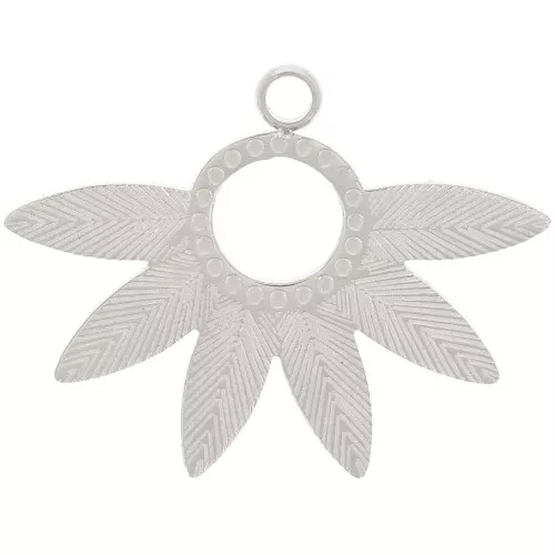 Colgante media flor 15x20 mm con círculo hueco - Acero inoxidable 316L x1