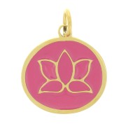 Charm Epoxi Redondo 11mm - Acero Inoxidable Dorado 316L - Fucsia x1|raw }}