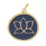 Charm redondo de resina epoxi de 11 mm - Acero inoxidable 316L - Azul oscuro x1