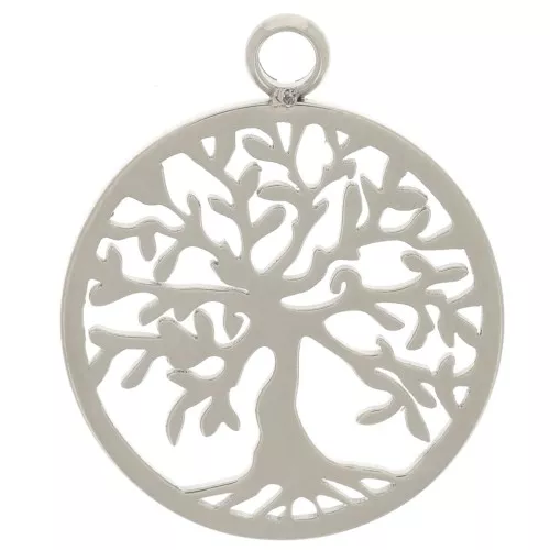 Colgante redondo 15 mm - motivo árbol de la vida - acero inoxidable 304 x1