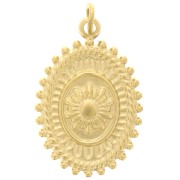 Colgante ovalado texturizado 20x13 mm - Diseño de flores - Acero inoxidable dorado 316L x1|raw }}