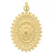 Colgante ovalado texturizado 20x13 mm - Diseño de flores - Acero inoxidable dorado 316L x1