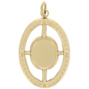 Colgante de textura ovalada 22x14mm para cabujón de 8x6mm - Acero inoxidable dorado 316L|raw }}