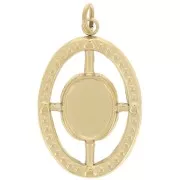Colgante de textura ovalada 22x14mm para cabujón de 8x6mm - Acero inoxidable dorado 316L