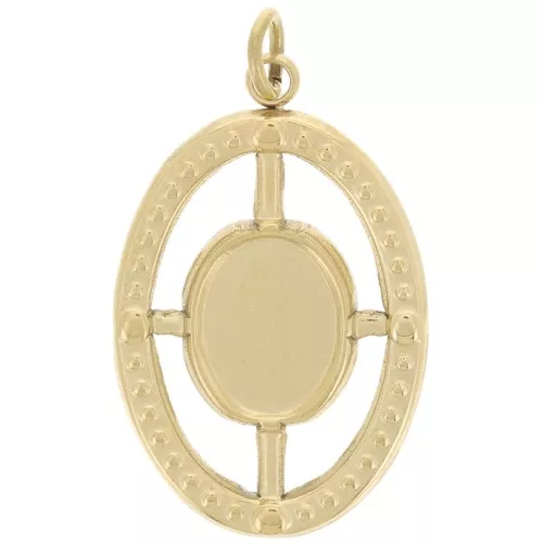Colgante de textura ovalada 22x14mm para cabujón de 8x6mm - Acero inoxidable dorado 316L