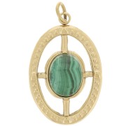 Colgante de textura ovalada 22x14mm para cabujón de 8x6mm - Acero inoxidable dorado 316L