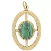 Colgante de textura ovalada 22x14mm para cabujón de 8x6mm - Acero inoxidable dorado 316L