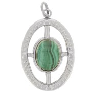 Colgante ovalado texturizado 22x14 mm para cabujón 8x6 mm - Acero inoxidable 316L x1