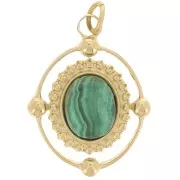 Colgante ovalado 21x16 mm para cabujón 8x6 mm - Acero inoxidable 316L ORO x1