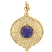 Colgante redondo 14 mm motivo de sol para cabujón 4 mm - Acero inox dorado 316L