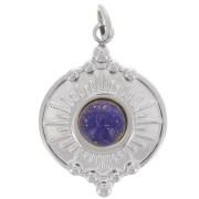 Colgante redondo de 14 mm con diseño sunburst para cabujón de 4 mm - Acero inoxidable 316L x1