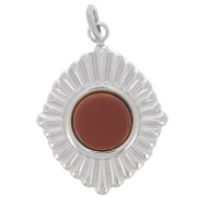 Colgante rombo plisado de 19x14 mm para cabujón de 6 mm - acero inoxidable 316L x1