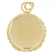 Engaste para colgante con cabujón de 12 mm - diseño de corona - Acero inoxidable 304 Dorado