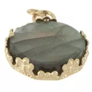 Engaste para colgante con cabujón de 12 mm - diseño de corona - Acero inoxidable 304 Dorado