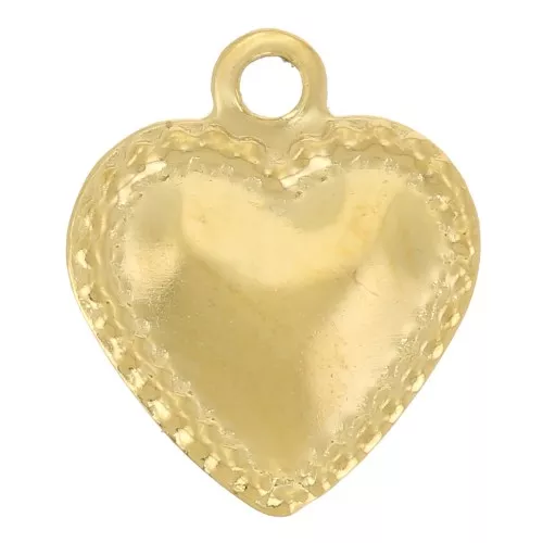 Dije corazón trabajado 10x8 mm - Acero inoxidable 304 Dorado x1