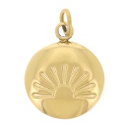 Dije redondo 10 mm - Acero inoxidable dorado 316L x1