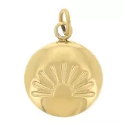 Dije redondo 10 mm - Acero inoxidable dorado 316L x1