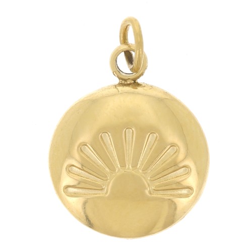 Dije redondo 10 mm - Acero inoxidable dorado 316L x1