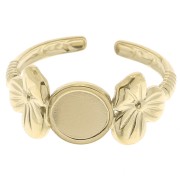 Anillo ajustable con motivo floral para cabujón de 6 mm T.53 a T.59 - Acero inoxidable 304 Gold