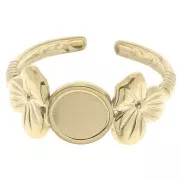 Anillo ajustable con motivo floral para cabujón de 6 mm T.53 a T.59 - Acero inoxidable 304 Gold