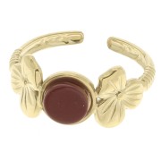 Anillo ajustable con motivo floral para cabujón de 6 mm T.53 a T.59 - Acero inoxidable 304 Gold
