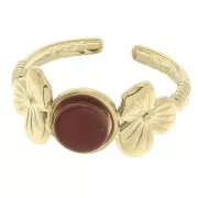 Anillo ajustable - Diseño de flor - para cabujón de 6mm - Acero inoxidable dorado 316L x1