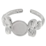 Anillo ajustable con motivo floral para cabujón de 6 mm T.53 a T.59 - Acero inoxidable 304|raw }}