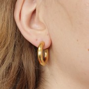 Aros pendientes redondos de 25 mm de grosor - Acero inoxidable dorado 304 x2